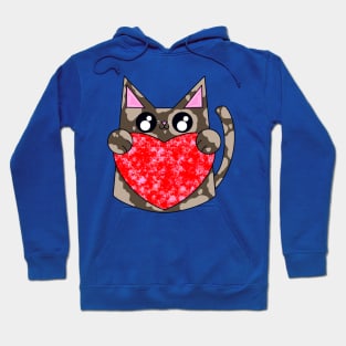 Brownie The Brown Cat With Valentines Heart Hoodie